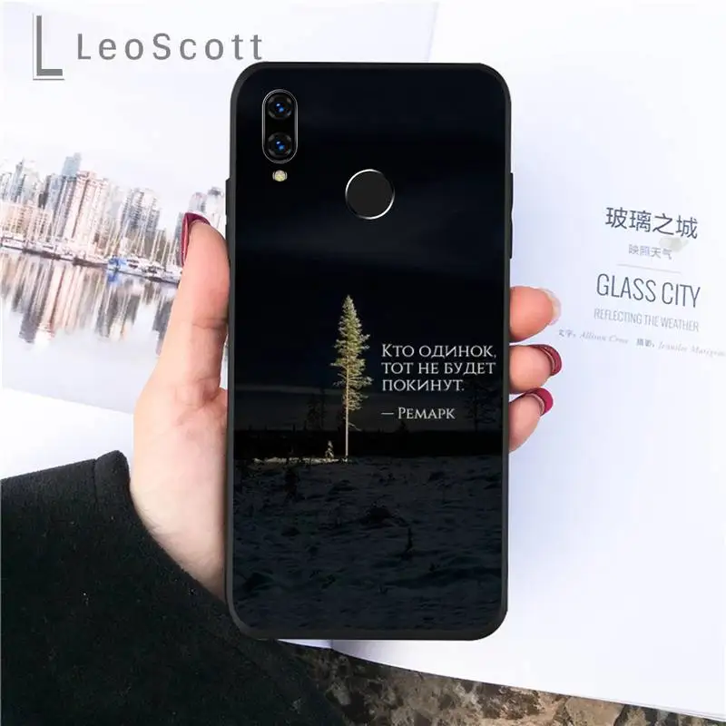 

Russian script Quotes Printing view Phone Case For Huawei P9 P10 P20 P30 Pro Lite smart Mate 10 Lite 20 Y5 Y6 Y7 2018 2019