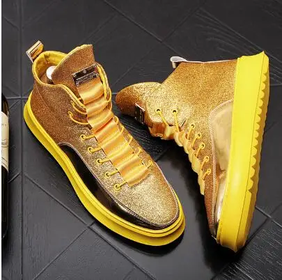 Gold Hip Hop Men Shoes Punk Sneakers Web Celebrity Casual Flats Height Increasing High Tops Ankle Boots Zapatillas Hombre
Gold Hip Hop Men Shoes Punk Sneakers Web Celebrity Casual Flats Height Increasing High Tops Ankle Boots Zapatillas Hombre