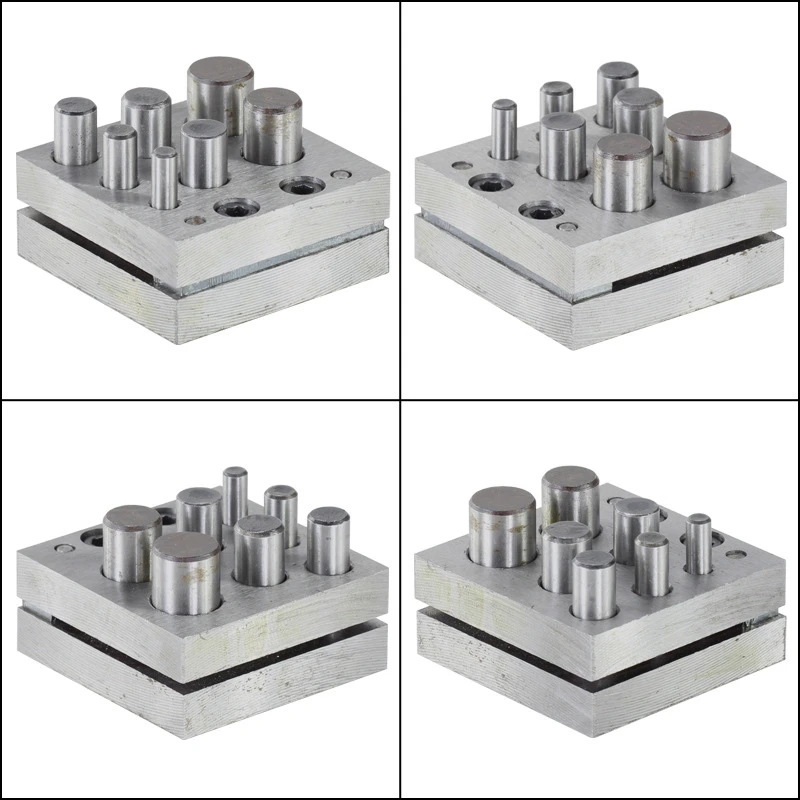 Round Disc Cutter 7 Punch Set Tool Metal Cutting Square Base Jewelry Jeweler