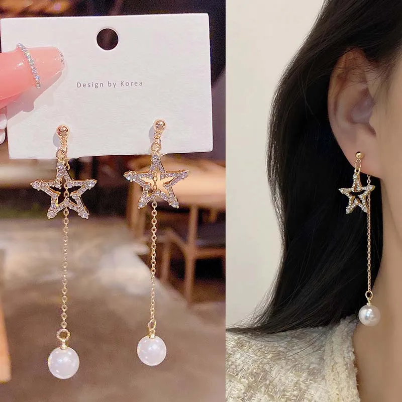2021 New Trendy Star Drop Earrings For Women Fashion Gold Color Rhinestone Pendant Pearl Earrings Girls Wedding Jjewelry Gifts
2021 New Trendy Star Drop Earrings For Women Fashion Gold Color Rhinestone Pendant Pearl Earrings Girls Wedding Jjewelry Gifts