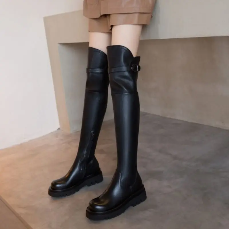 TAOFFEN Real Leather Women Over Knee Boots Round Toe Side Zipper Shoes Metal Buckle Warm Boots Women Party Footwear Size 34-39
TAOFFEN Real Leather Women Over Knee Boots Round Toe Side Zipper Shoes Metal Buckle Warm Boots Women Party Footwear Size 34-39
