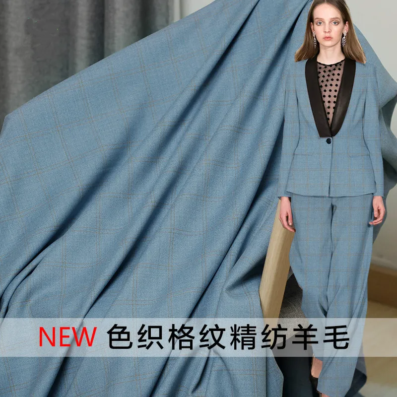 Blue orange line plaid high-country worsted wool fabric autumn female suit jacket high-end clothing 160cm wide boutique
Blue orange line plaid high-country worsted wool fabric autumn female suit jacket high-end clothing 160cm wide boutique