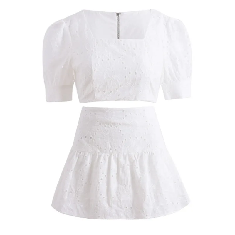 DEAT 2021 New Women's Fashion Slim Hole Square Neck Puff Sleeve Shirt Thin High Waist Skirt Suit Two-piece Summer Autumn 7E876
DEAT 2021 New Women's Fashion Slim Hole Square Neck Puff Sleeve Shirt Thin High Waist Skirt Suit Two-piece Summer Autumn 7E876
