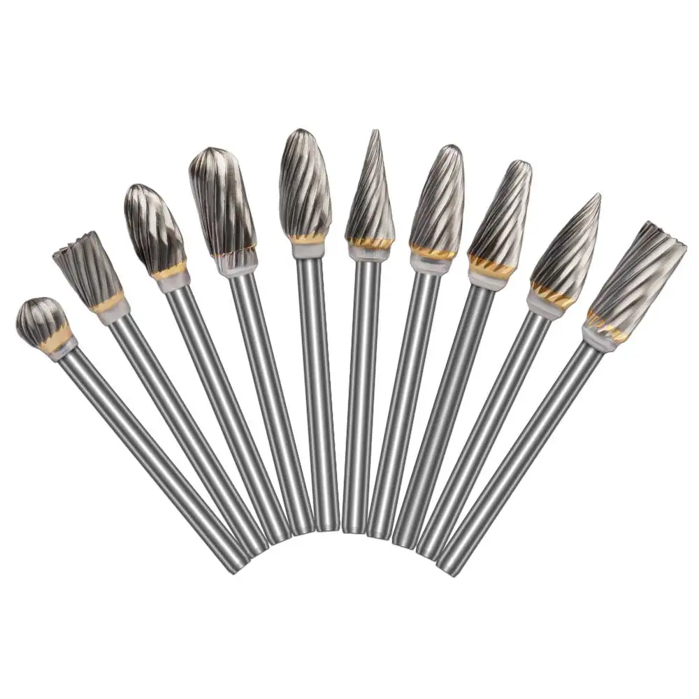 10pcs Tungsten Carbide Burr Set 1/8 Inch Shank Dremel Router Bit Rotary Burr Tool for Metal Engraving Polishing Grinding
10pcs Tungsten Carbide Burr Set 1/8 Inch Shank Dremel Router Bit Rotary Burr Tool for Metal Engraving Polishing Grinding