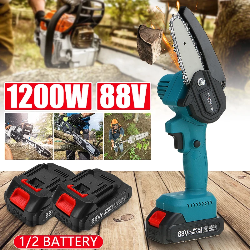 1200W 4 Inch Mini Electric Chain Saw Electric Chainsaw With 2pcs Lithium Battery Woodworking Pruning Saw One-handed Garden Tool
1200W 4 Inch Mini Electric Chain Saw Electric Chainsaw With 2pcs Lithium Battery Woodworking Pruning Saw One-handed Garden Tool