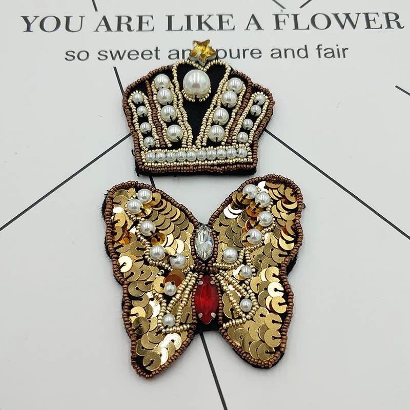 2 Set Beaded Crown Butterfly Badges Pearl Sequins Patch Sew on Applique For Shoes Suit Hat Bags Decorated
2 Set Beaded Crown Butterfly Badges Pearl Sequins Patch Sew on Applique For Shoes Suit Hat Bags Decorated