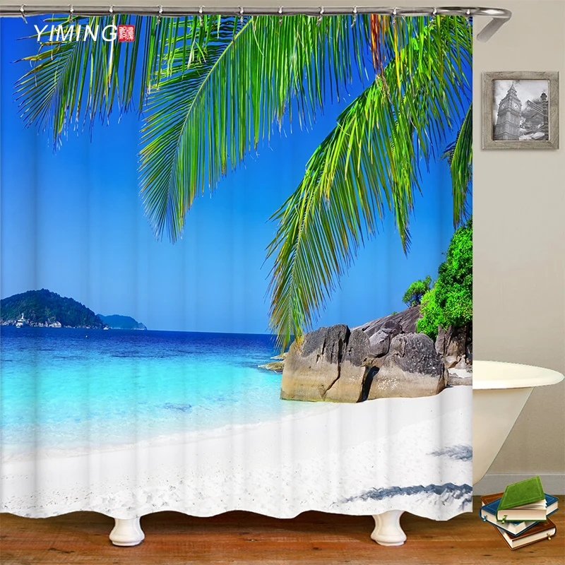 Home decoration shower curtain 3D seaside beach landscape printing bathroom shower curtain waterproof curtain with hook
Home decoration shower curtain 3D seaside beach landscape printing bathroom shower curtain waterproof curtain with hook