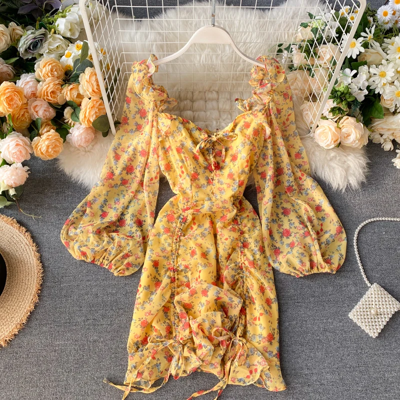 GLAUKE Korea yellow print dress hubble-bubble sleeve vintage dress 2020 elegent split Femme Dresses party gothic clothes casual
GLAUKE Korea yellow print dress hubble-bubble sleeve vintage dress 2020 elegent split Femme Dresses party gothic clothes casual