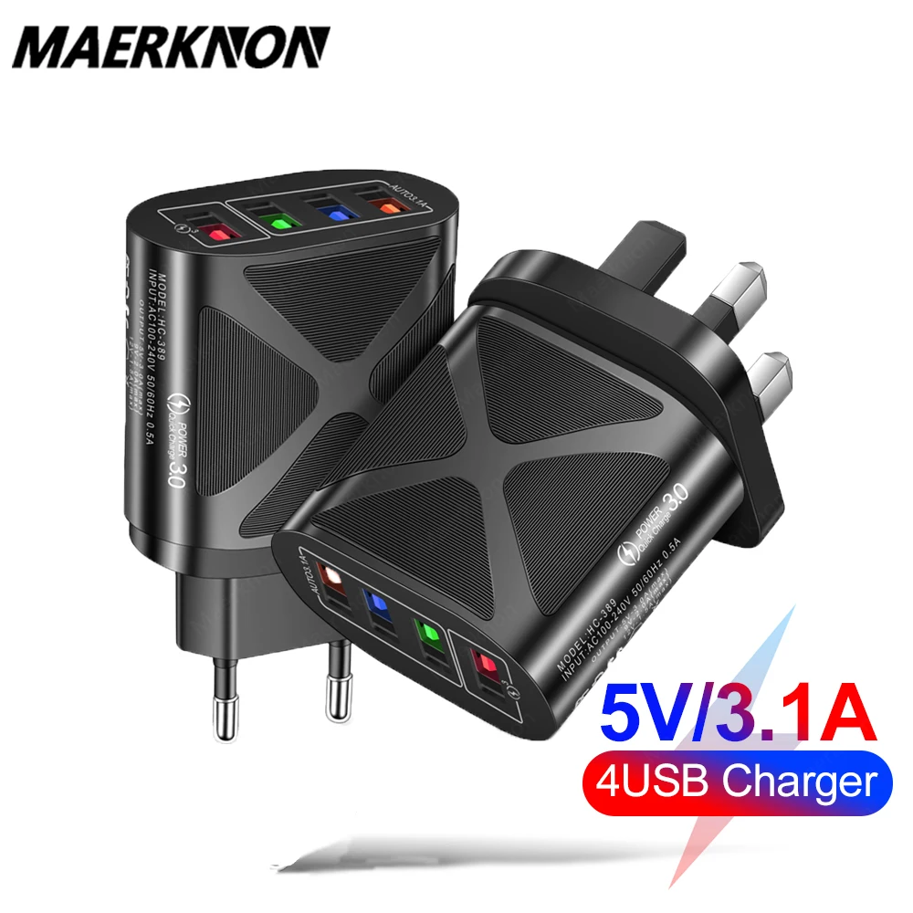 Сетевое зарядное устройство с 4 USB-портами 48 Вт QC 3 0 | Мобильные телефоны и