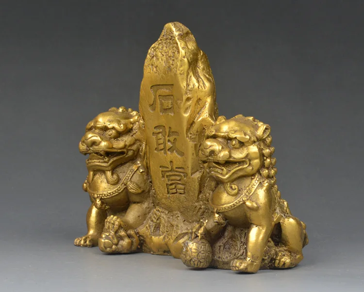 LAOJUNLU Pure Copper Double Lion Taishan Stone Dare Home Protection Family Lucky Decoration Supplementary Angle, small
LAOJUNLU Pure Copper Double Lion Taishan Stone Dare Home Protection Family Lucky Decoration Supplementary Angle, small