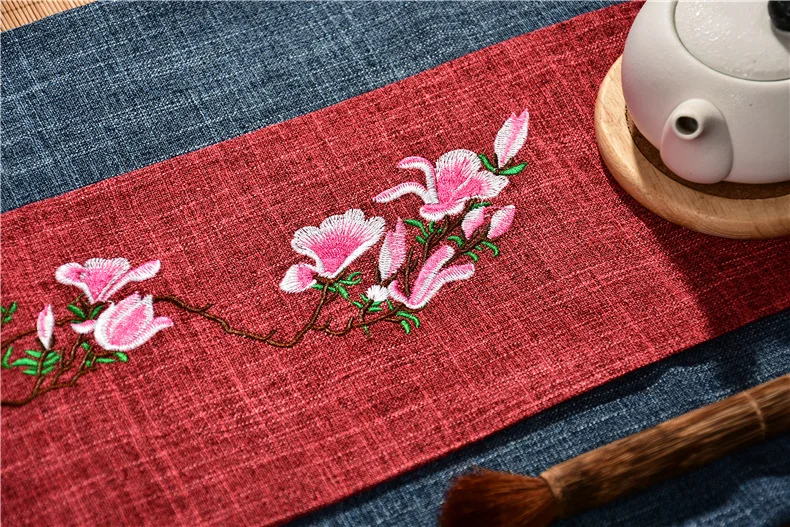 Tea mat cotton linen double layer embroidered flower table runner zen style tea tablecloth tea accessories 
Tea mat cotton linen double layer embroidered flower table runner zen style tea tablecloth tea accessories