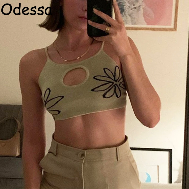 Odessa Hollow Out Knit Crop Camis Top Sexy Women Off Shoulder Spaghetti Strap Flower Print Summer Casual Sleeveless Short Tshirt
Odessa Hollow Out Knit Crop Camis Top Sexy Women Off Shoulder Spaghetti Strap Flower Print Summer Casual Sleeveless Short Tshirt