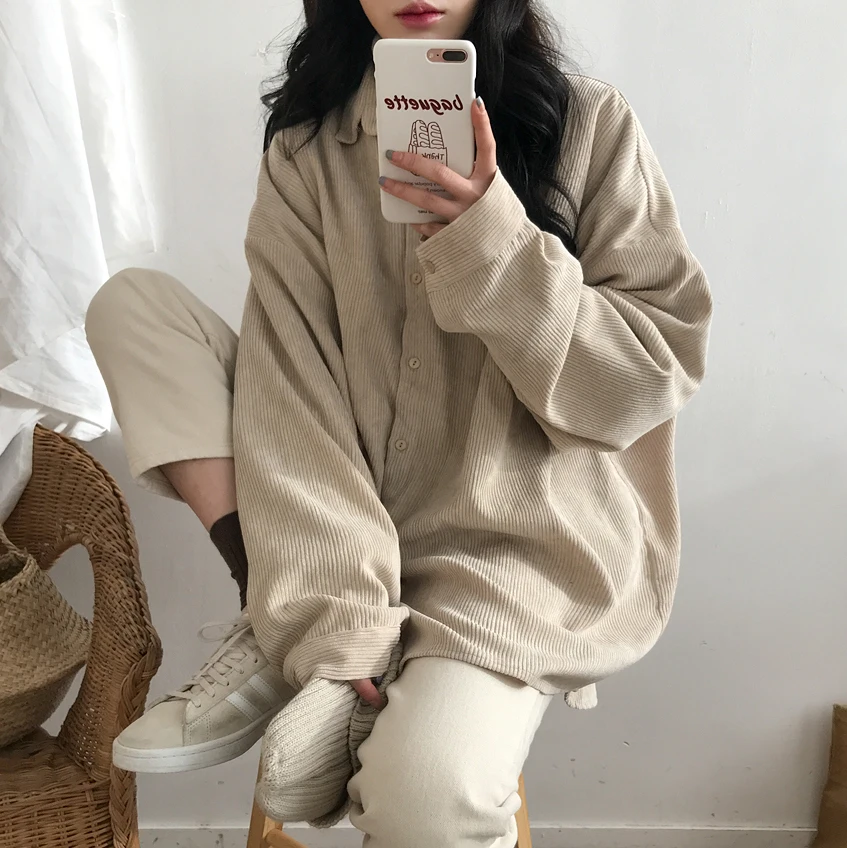 Corduroy Blouse Women Turn Down Collar Single Breasted Shirts Boyfriend Loose Vintage Harajuku Cardigan Outwear Long Sleeve X910
Corduroy Blouse Women Turn Down Collar Single Breasted Shirts Boyfriend Loose Vintage Harajuku Cardigan Outwear Long Sleeve X910