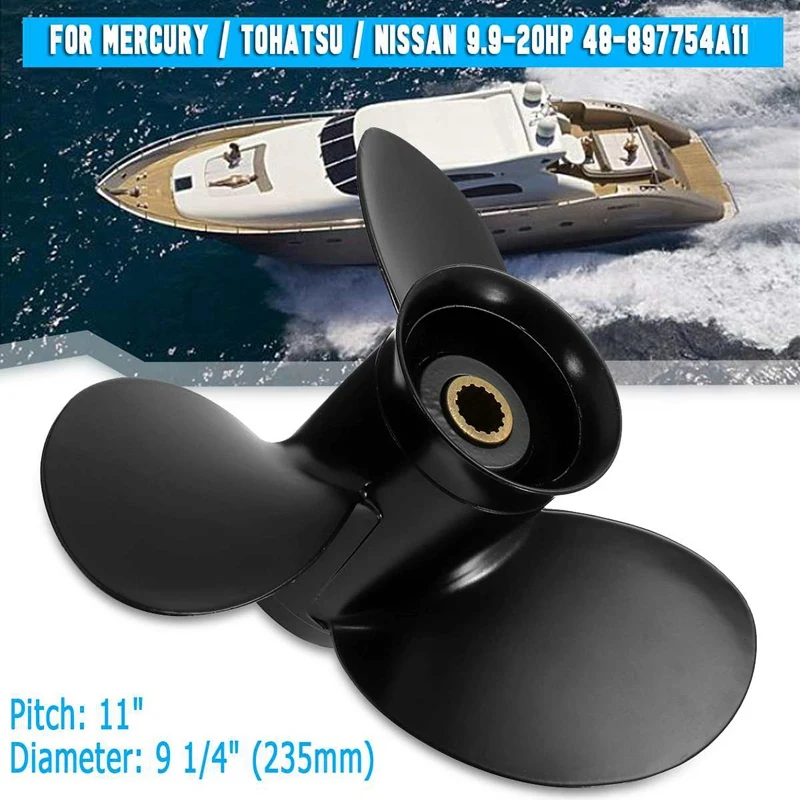 Лодочный пропеллер 48 897754A11 4 х тактный 9 25X11 для ртути/Tohatsu/Nissan 20Hp|Морской винт| |