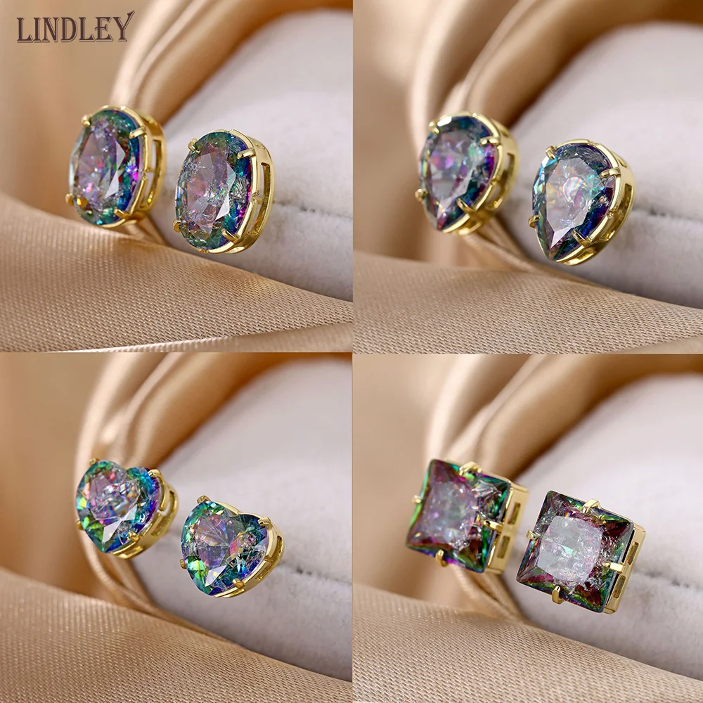 Женские серьги гвоздики LINDLEY сережки из розового золота 585 пробы с овальным