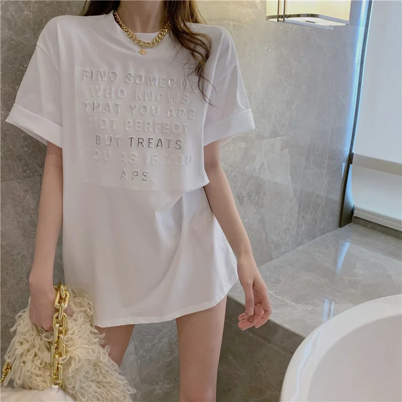 2021 News Popular Women's Wear T-Shirt Letter Female Clothes Short Sleeve Loose White Black Tshirt Summer Student Casual Jacket
2021 News Popular Women's Wear T-Shirt Letter Female Clothes Short Sleeve Loose White Black Tshirt Summer Student Casual Jacket