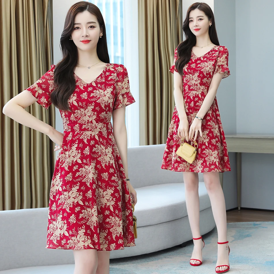 Платье женское из натурального шифона, модная юбка с цветочным принтом для матерей 40 лет, весна-лето 
Платье женское из натурального шифона, модная юбка с цветочным принтом для матерей 40 лет, весна-лето