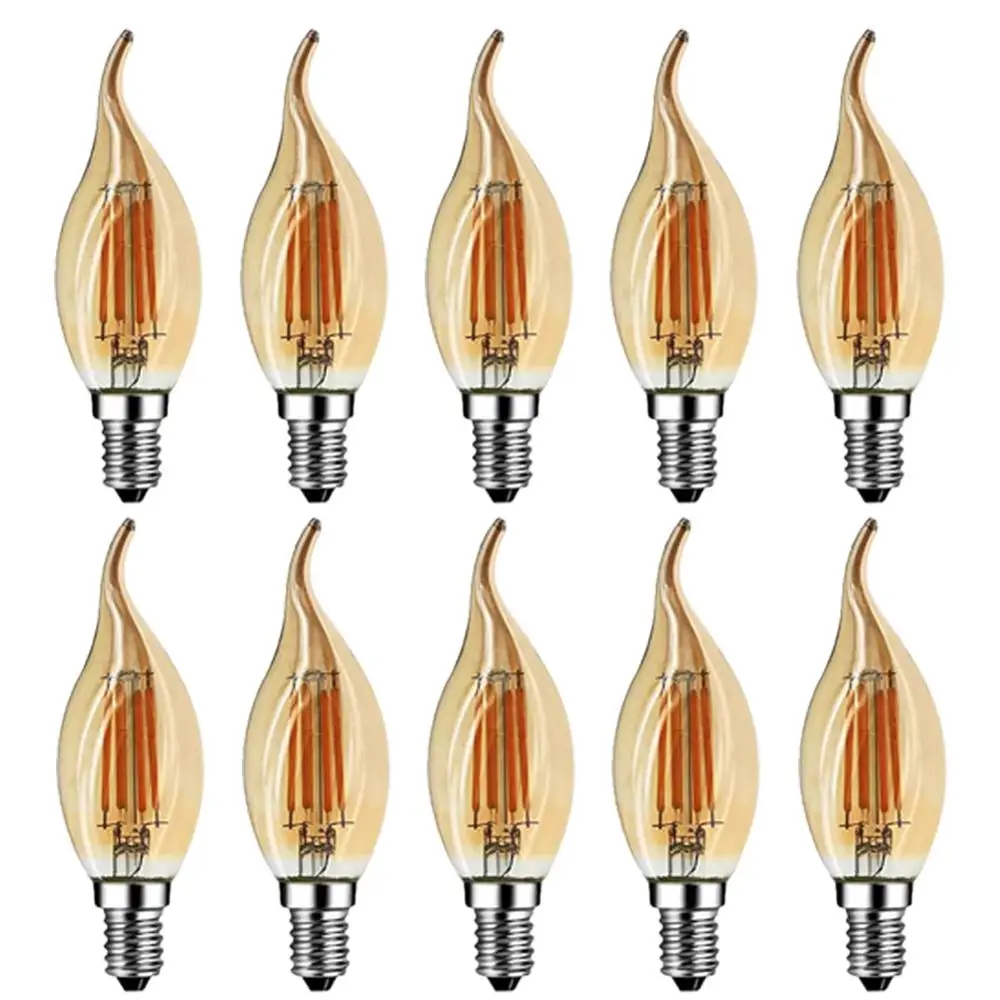 Grensk 4W Dimmable LED Filament Candle Light Bulb 2200K E14 Candelabra Base Flame Shape Bent Tip 25W Incandescent Equivalent C35
Grensk 4W Dimmable LED Filament Candle Light Bulb 2200K E14 Candelabra Base Flame Shape Bent Tip 25W Incandescent Equivalent C35