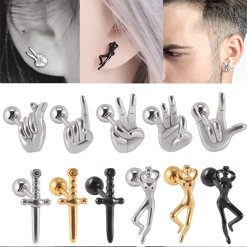 1-5PC Surgical Steel Ear Studs Cartilage Piercing Retro Leaf Gesture Posture Sword Earring Man Unisex Trendy Funk Body Jewelry 
1-5PC Surgical Steel Ear Studs Cartilage Piercing Retro Leaf Gesture Posture Sword Earring Man Unisex Trendy Funk Body Jewelry