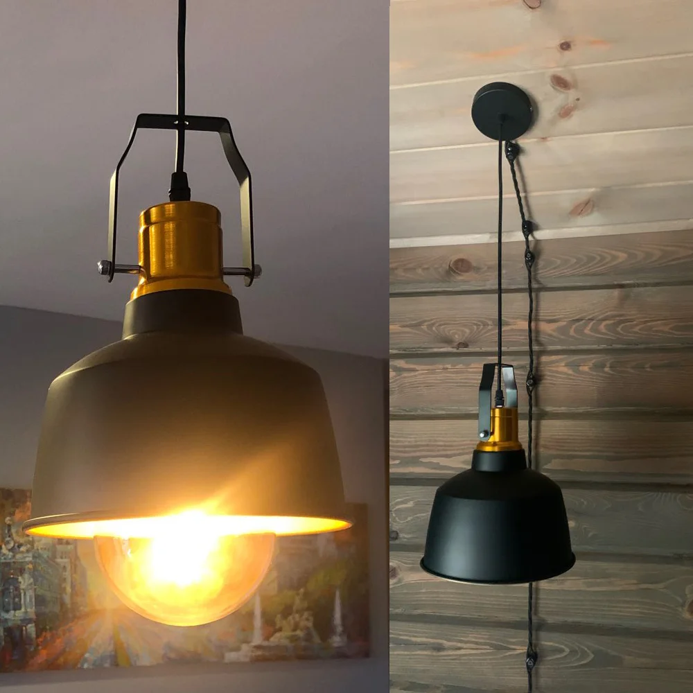 

Современный черный подвесной светильник E27, лампа для кухонного островка, промышленный потолочный светильник, навес для чашки