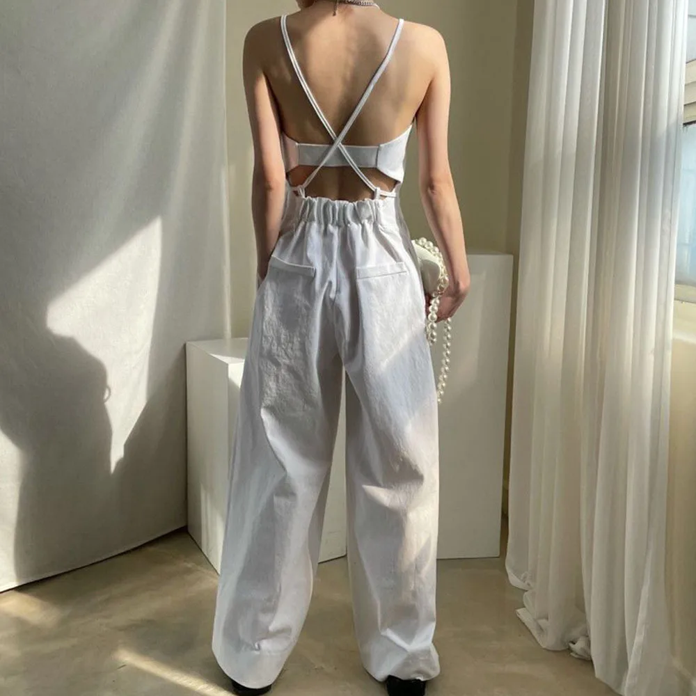 2021 Summer Korean Women Jumpsuits Chic Retro Zipper Design Open-Stitched Double-Pocket Wide-Leg Straight Sling Jumpsuit
2021 Summer Korean Women Jumpsuits Chic Retro Zipper Design Open-Stitched Double-Pocket Wide-Leg Straight Sling Jumpsuit