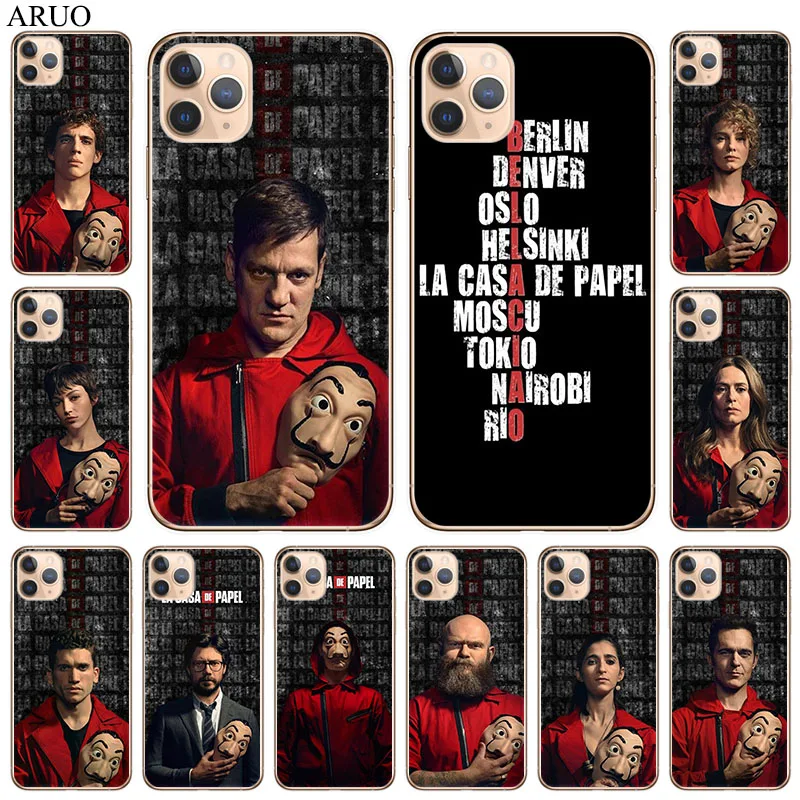 Чехол Бумажный для телефона iphone 13 12 11 Pro XS MAX 7 8 X XR SE2020 13mini La casa de papel Мягкий