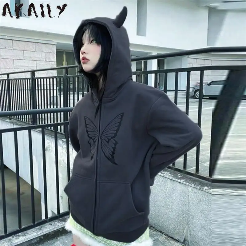 Akaily 2021 Autumn Streetwear Black Zip Up Hoodie Women Long Sleeve Loose Sweatshirts Ladies Print Oversized Butterfly Hoodies
Akaily 2021 Autumn Streetwear Black Zip Up Hoodie Women Long Sleeve Loose Sweatshirts Ladies Print Oversized Butterfly Hoodies