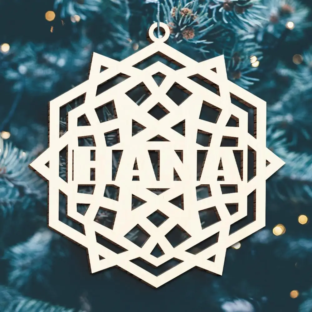 

10x Personalized Name Ornaments Laser Cut Snowflakes Christmas Tree Custom Xmas Baubles Wooden Hanging Gift Tag Decorations