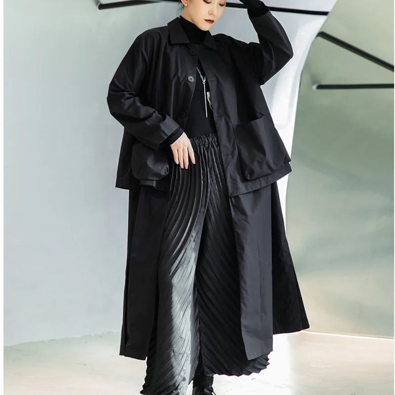 XUXI Женская тонкая ветровка с имитацией двух сращиваний с длинным рукавом Весна-Осень 2021 модное однобортное Свободное пальто E4589 
XUXI Женская тонкая ветровка с имитацией двух сращиваний с длинным рукавом Весна-Осень 2021 модное однобортное Свободное пальто E4589