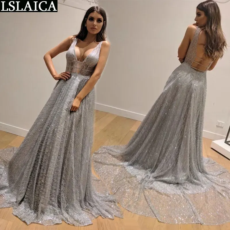 New evening party dress solid color high waist Deep V-neck hot silver sexy dress backless slim fashion long elegant dress women
New evening party dress solid color high waist Deep V-neck hot silver sexy dress backless slim fashion long elegant dress women
