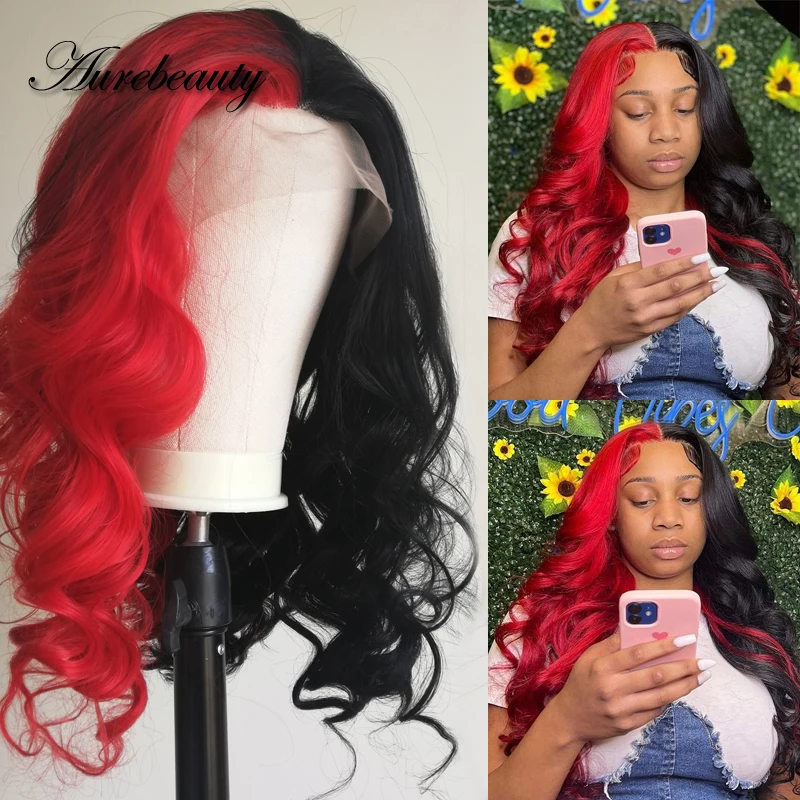 Colored Ombre Red And Black 13X4 Lace Part Wig Highlight 99J Burgundy Loose Deep Wave Frontal Synthetic Hair Wigs HD Multicolor
Colored Ombre Red And Black 13X4 Lace Part Wig Highlight 99J Burgundy Loose Deep Wave Frontal Synthetic Hair Wigs HD Multicolor