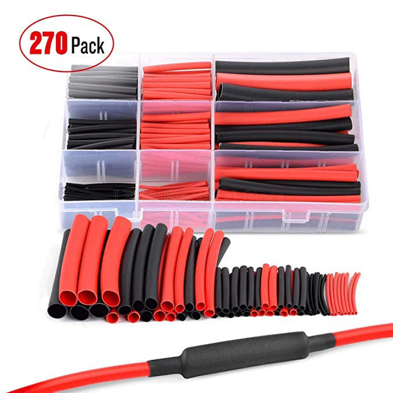 270Pcs 3:1 Red Black Heat Shrink Tubing Wire Cable Sleeve Dual Wall Adhesive Lined Weatherproof Tube 6 Size Kit Shrinkable Tube
270Pcs 3:1 Red Black Heat Shrink Tubing Wire Cable Sleeve Dual Wall Adhesive Lined Weatherproof Tube 6 Size Kit Shrinkable Tube