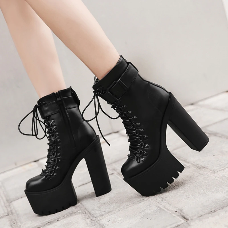 2021 Spring Short Boots For Women Round Toe Lace-Up Gothic Style Black Female Shoes Thick High Heels Plaform Ladies Boots
2021 Spring Short Boots For Women Round Toe Lace-Up Gothic Style Black Female Shoes Thick High Heels Plaform Ladies Boots