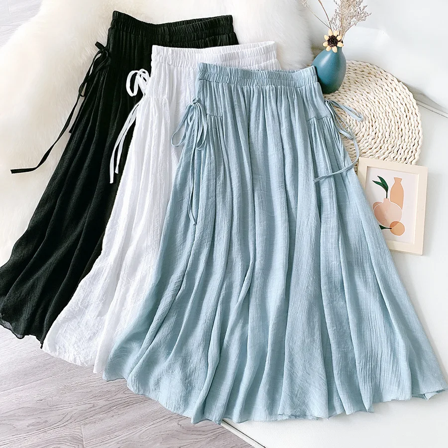 High Quality Cotton Linen Maxi Skirt Womens Casual Elastic High Waist Pleated A-Line Beach Skirts Boho Saia Feminina Faldas Jupe
High Quality Cotton Linen Maxi Skirt Womens Casual Elastic High Waist Pleated A-Line Beach Skirts Boho Saia Feminina Faldas Jupe