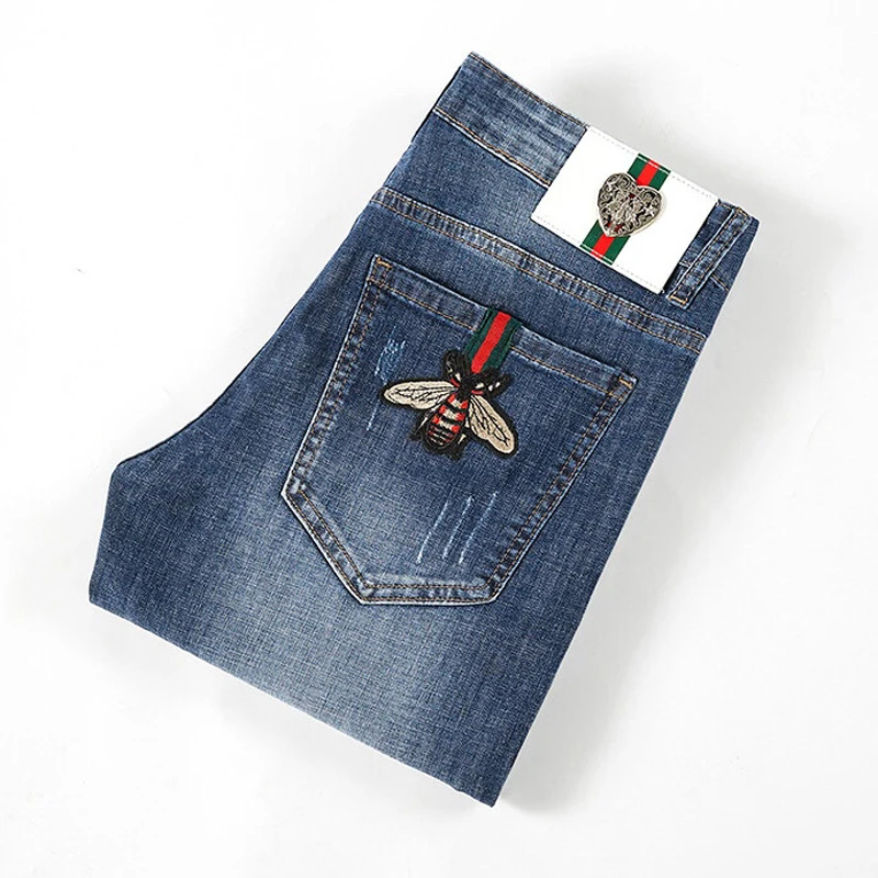 high-end 2021 Denim jeans men's sleeves slim autumn casual stretch all-match Embroidery little bee teenagers men's pencil pants
high-end 2021 Denim jeans men's sleeves slim autumn casual stretch all-match Embroidery little bee teenagers men's pencil pants