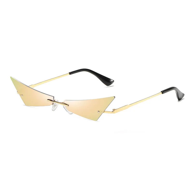 

Domineering and Unique Cat-eye Frameless Women's Sunglasses with Mirror Coating Reflective Lenses, Women's Goggles, Sun-shading