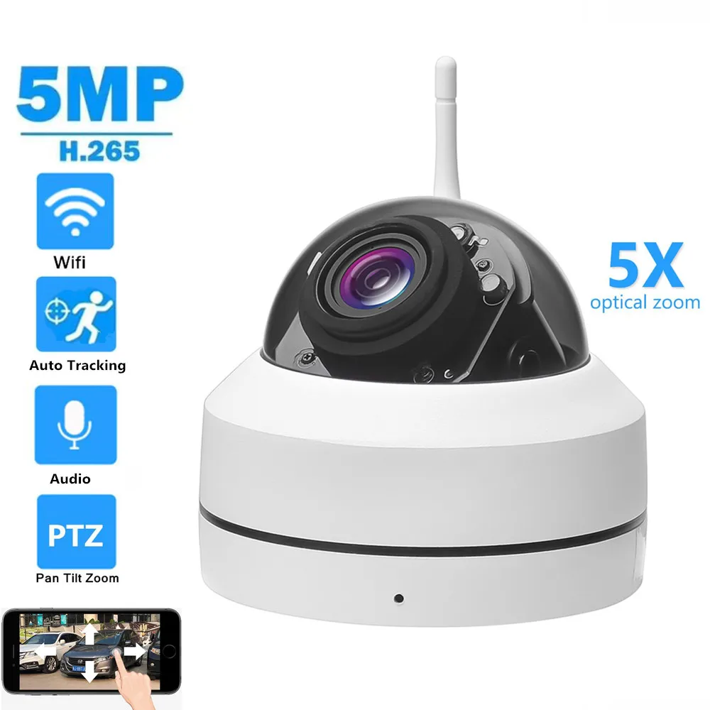 5MP Wifi PTZ IP Camera Outdoor 5X Optical Zoom Human Detection Wireless Auto Tracking H.265 P2P Audio Security CCTV Camera CamHi
5MP Wifi PTZ IP Camera Outdoor 5X Optical Zoom Human Detection Wireless Auto Tracking H.265 P2P Audio Security CCTV Camera CamHi