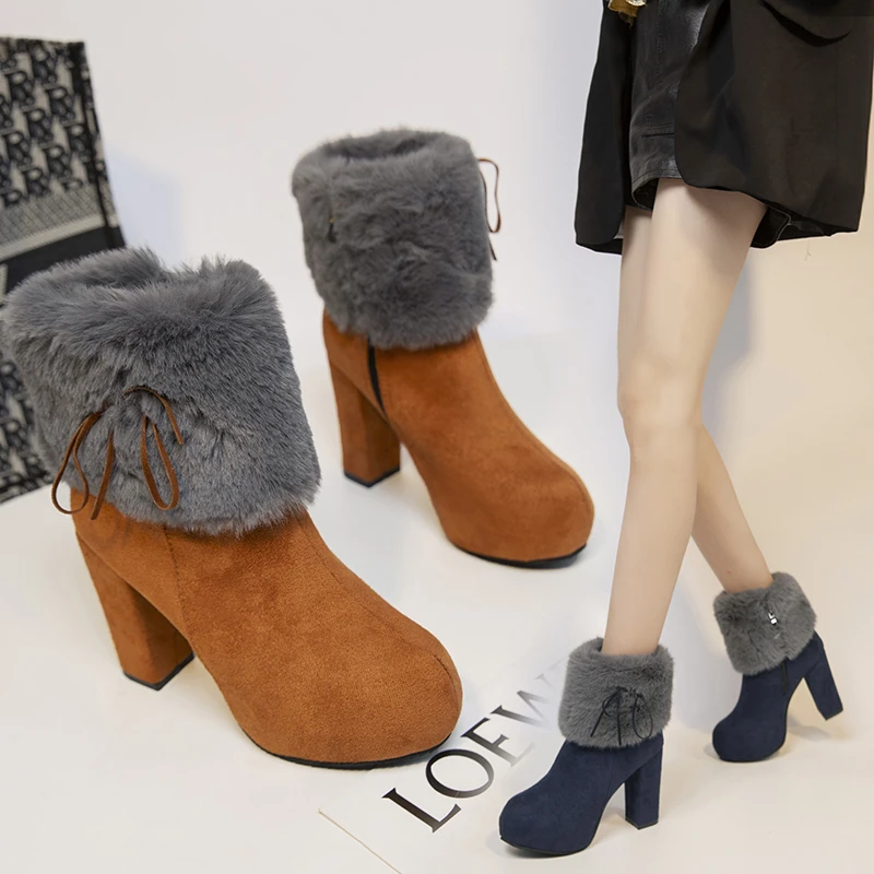 Winter New Women Ankle Boots Black Flannel 2021 Fashion Adult Autumn Warm Short Plush Slip-on High-heeled Female Booties Woman
Winter New Women Ankle Boots Black Flannel 2021 Fashion Adult Autumn Warm Short Plush Slip-on High-heeled Female Booties Woman