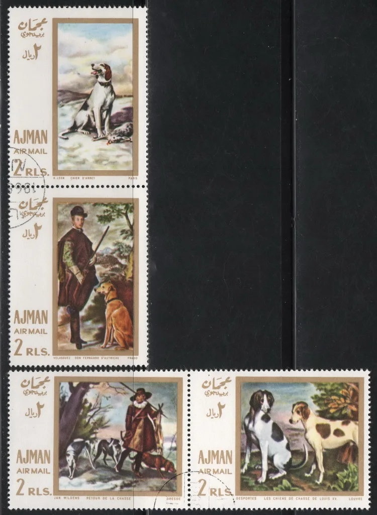 4 шт./компл. Ajman Post 1968 картины собака почтовые марки для коллекционирования