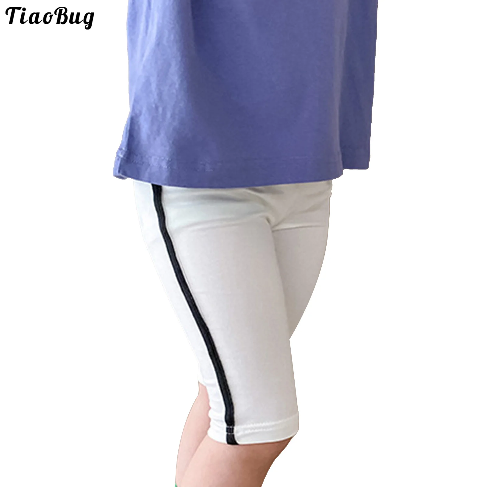TiaoBug Kids Girls Cotton Summer Pure Color Stretchy Elastic Waistband Side Stripes Print Knee Length Slim Fit Shorts
TiaoBug Kids Girls Cotton Summer Pure Color Stretchy Elastic Waistband Side Stripes Print Knee Length Slim Fit Shorts