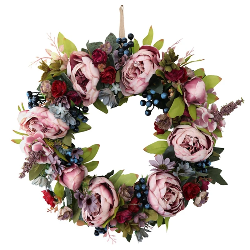 Artificial Rose Peony Flower Wreath - Berry with Green Leaves Spring Wreath for Front Door Wedding Party Wall Home Decor
Artificial Rose Peony Flower Wreath - Berry with Green Leaves Spring Wreath for Front Door Wedding Party Wall Home Decor