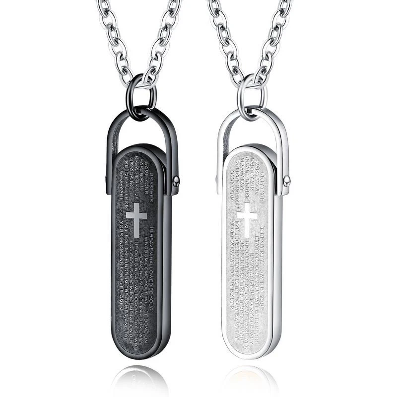 Fashion Retro Popular Necklace Titanium Alloy Pendant Personality Cross Scripture Men Steel Black White Gift For Family
Fashion Retro Popular Necklace Titanium Alloy Pendant Personality Cross Scripture Men Steel Black White Gift For Family