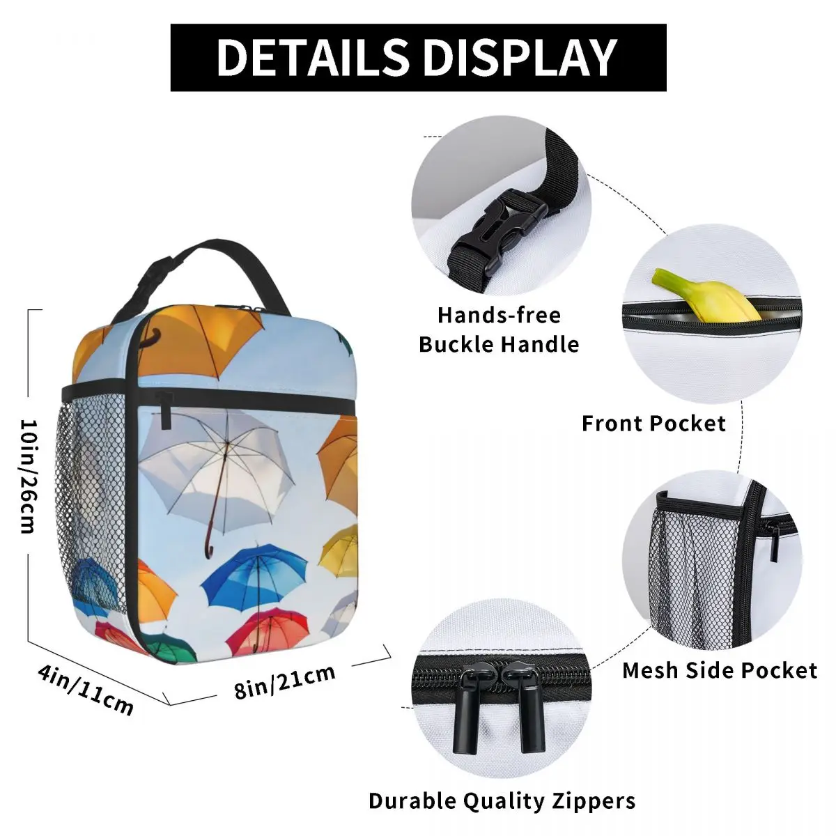 Umbrellas Lunch Bag for Women Men Large Insulated Lunch Box with Water Bottle Holder and Pockets
Umbrellas Lunch Bag for Women Men Large Insulated Lunch Box with Water Bottle Holder and Pockets