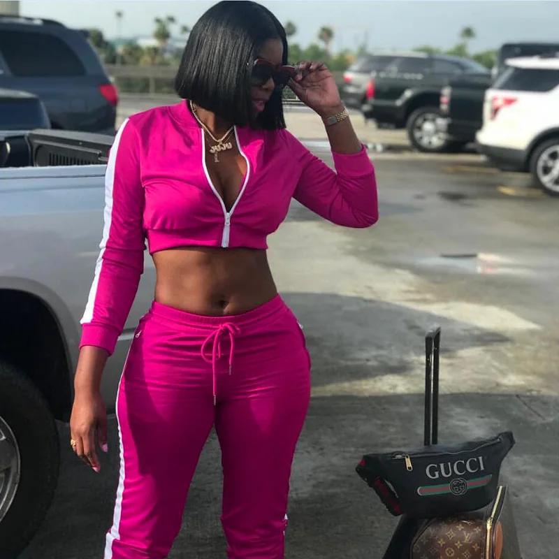 Solid Casual 2 Piece Outfit Autumn Front Zipper Full Sleeve Crop Top And Drawstring Ankle Length Pants Women Tracksuits M2585
Solid Casual 2 Piece Outfit Autumn Front Zipper Full Sleeve Crop Top And Drawstring Ankle Length Pants Women Tracksuits M2585