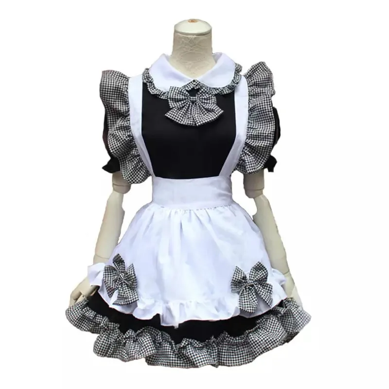 QWEEK Japan Style Maid Dress Kawaii Women Lolita Style Black White Plaid Ruffle Bow Dress Puff Short Sleeve Cosplay Costumes
QWEEK Japan Style Maid Dress Kawaii Women Lolita Style Black White Plaid Ruffle Bow Dress Puff Short Sleeve Cosplay Costumes