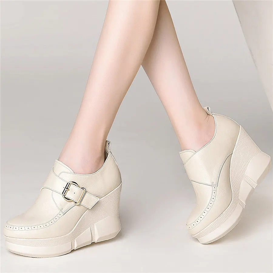 Platform Oxfords Shoes Women Genuine Leather Wedge High Heel Pumps Shoes Female Low Top Round Toe Fashion Sneakers Casual Shoes 
Platform Oxfords Shoes Women Genuine Leather Wedge High Heel Pumps Shoes Female Low Top Round Toe Fashion Sneakers Casual Shoes