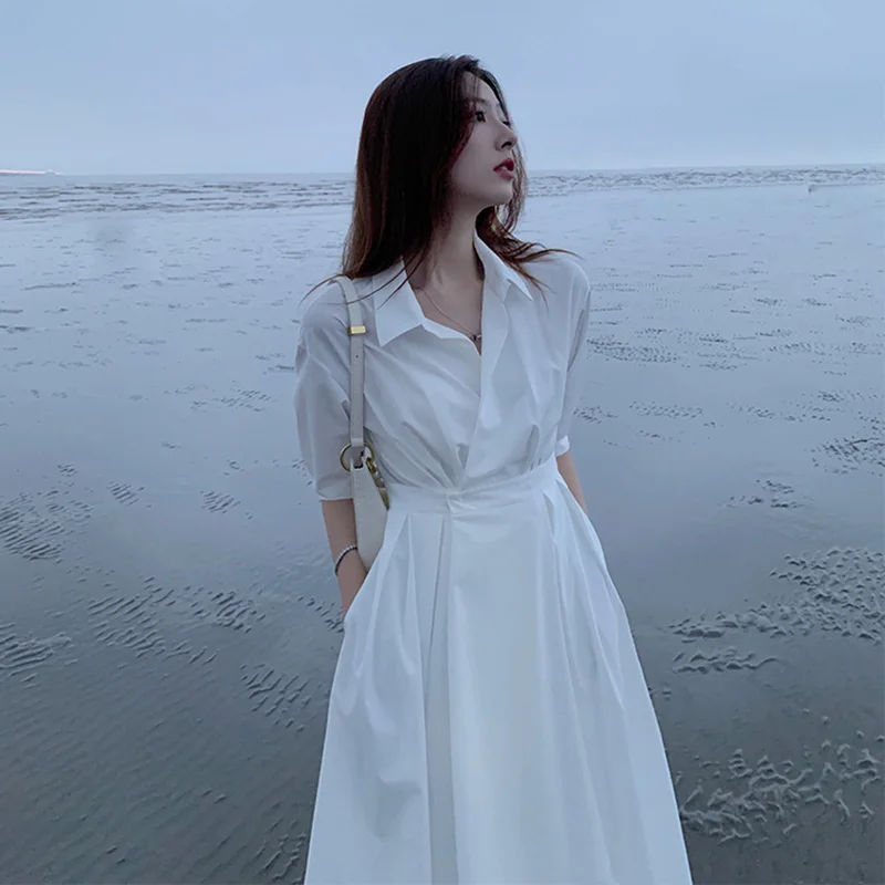 Vintage solid shirt turn down collar maxi job dresses for white women loose casual long woman autumn 2021
Vintage solid shirt turn down collar maxi job dresses for white women loose casual long woman autumn 2021