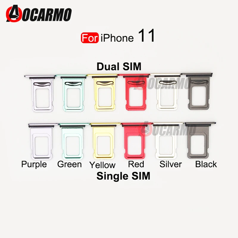 Aocarmo 10 штук / партия двойных Sim - карт для iPhone 11 с одной Sim - картой лоток слот кронштейн розетка замена деталей Black Silver 
Aocarmo 10 штук / партия двойных Sim - карт для iPhone 11 с одной Sim - картой лоток слот кронштейн розетка замена деталей Black Silver