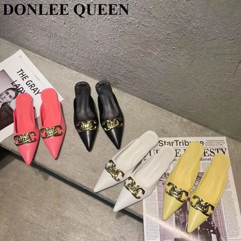 Fashion Brand Metal Buckle Slippers Women Casual Slip On Flat Mule Shoes Pointed Toe Slide Outdoor Flip Flops 2022 Spring Sandal
Fashion Brand Metal Buckle Slippers Women Casual Slip On Flat Mule Shoes Pointed Toe Slide Outdoor Flip Flops 2022 Spring Sandal