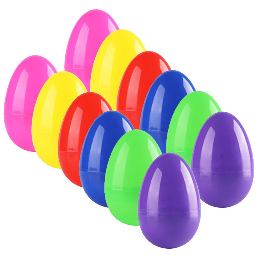 

12 шт. пластиковые пасхальные яйца, Заполняемые подарки-сюрпризы, ассортимент шоколада, разноцветные яйца «сделай сам», игрушки для детей, те...